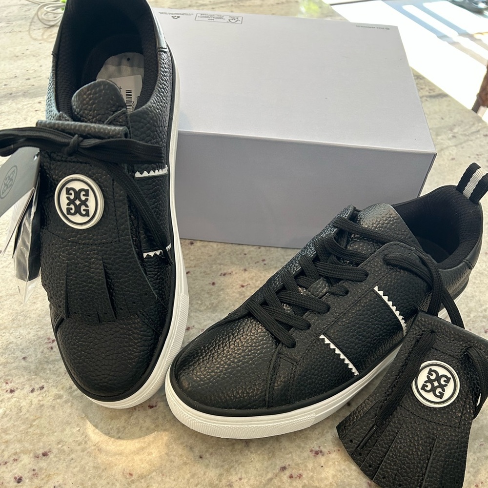 G/FORE Black White Leather Disruptor Kiltie golf shoes size 9.5 NWT